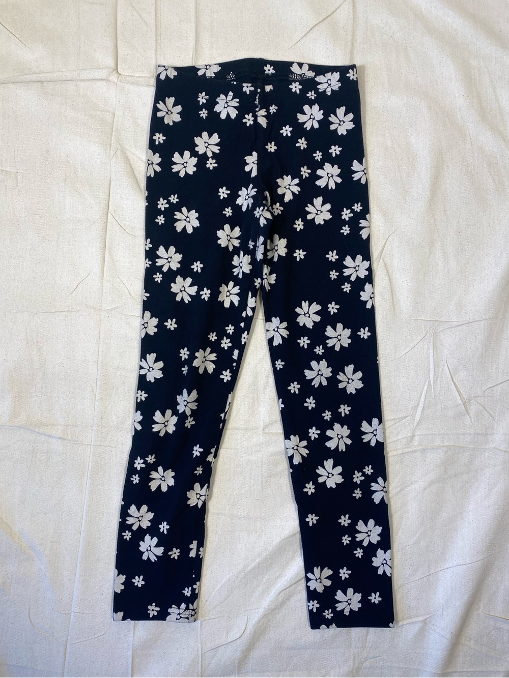 Girls Old Navy Black Leggings with Grey/Cream Flowers